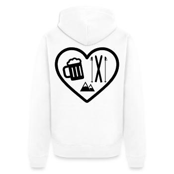Heart Ski Beer - Unisex Premium Organic Zip Hoodie - white - Back - Thijin (182cm)