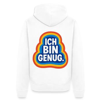 I'm Enough Self Love Retro Design - Unisex Premium Organic Zip Hoodie - white - Back - Thijin (182cm)