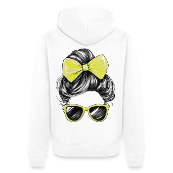 Woman Sunglasses Hair Bow Girl Yellow - Unisex Premium Organic Zip Hoodie - white - Back - Thijin (182cm)