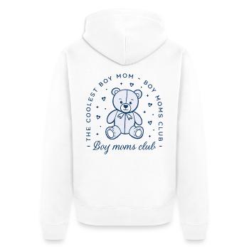 Boy Moms Club, coole Mutter, süße blaue Ästhetik - Unisex Premium Bio Zip Hoodie - Weiß - Hinten - Thijin (182cm)