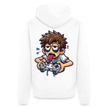 Gamer épuisé en action - Veste à capuche bio Premium Unisexe - blanc - Dos - Thijin (182cm)
