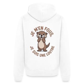 Je m’en fous je suis une loutre drôle - Veste à capuche bio Premium Unisexe - blanc - Dos - Thijin (182cm)