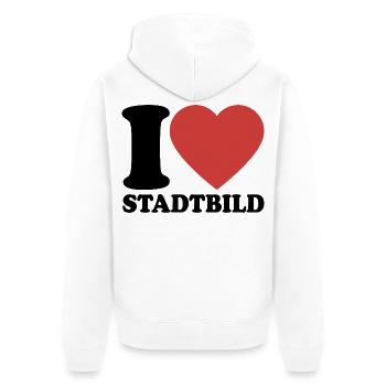 I Love Stadtbild - für Vielfalt und Toleranz - Unisex Premium Bio Zip Hoodie - Weiß - Hinten - Thijin (182cm)