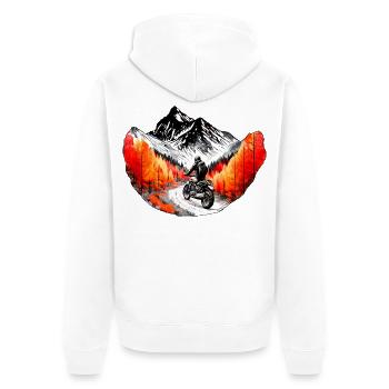 Motorcyclists in the mountains in autumn - Unisex Premium Organic Zip Hoodie - white - Back - Thijin (182cm)