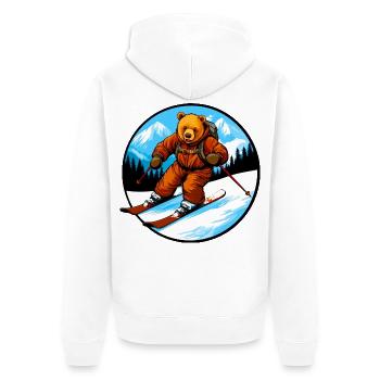 Ski Bär - Unisex Premium Bio Zip Hoodie - Weiß - Hinten - Thijin (182cm)