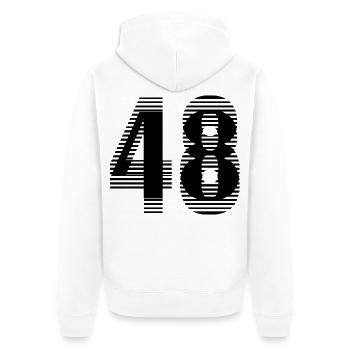 Numéro de course 48 – Passion du sport automobile - Veste à capuche bio Premium Unisexe - blanc - Dos - Thijin (182cm)