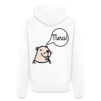 Danke, Capybara. - Unisex Premium Bio Zip Hoodie - Weiß - Hinten - Thijin (182cm)