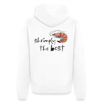 Crevettes, le meilleur – Jeu de mots avec des crevettes gribouillées - Veste à capuche bio Premium Unisexe - blanc - Dos - Thijin (182cm)