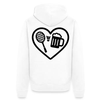 Bière de badminton Heart - Veste à capuche bio Premium Unisexe - blanc - Dos - Thijin (182cm)