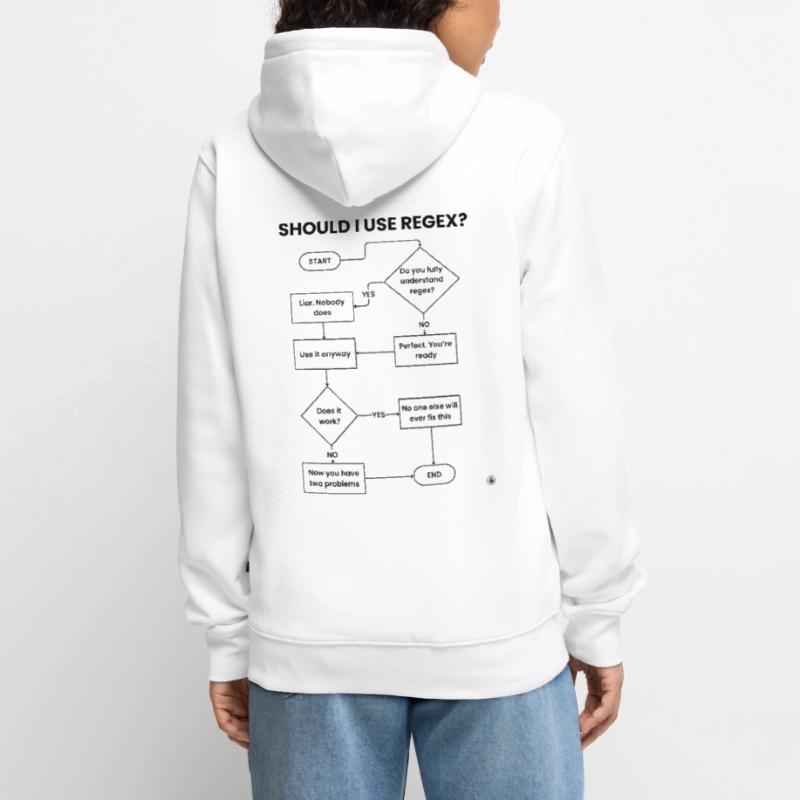 Should I Use Regex Flowchart - Two Problems Gift Unisex Premium Organic Zip Hoodie