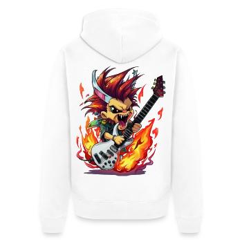 Guitariste de dessin animé Flame Rocker - Veste à capuche bio Premium Unisexe - blanc - Dos - Thijin (182cm)