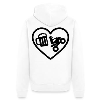 Heart Quad Beer - Unisex Premium Organic Zip Hoodie - white - Back - Thijin (182cm)