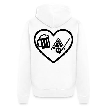 Heart Billiards Bier - Unisex Premium Bio Zip Hoodie - Weiß - Hinten - Thijin (182cm)