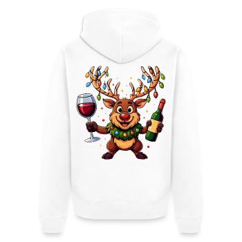 Lustiges Weihnachten Glühwein Rentier Reh  - Unisex Premium Bio Zip Hoodie - Weiß - Hinten - Thijin (182cm)