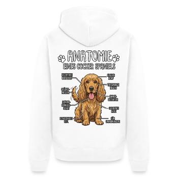 Cocker Spaniel : La vraie anatomie - Veste à capuche bio Premium Unisexe - blanc - Dos - Thijin (182cm)