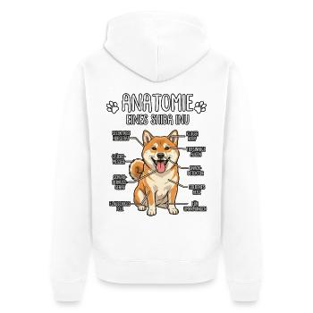 Shiba Inu: Die wahre Anatomie - Unisex Premium Bio Zip Hoodie - Weiß - Hinten - Thijin (182cm)