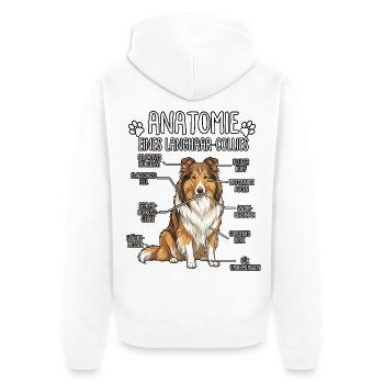 Collie à poils longs : La véritable anatomie - Veste à capuche bio Premium Unisexe - blanc - Dos - Thijin (182cm)
