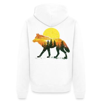 Wolf, Forest, Nature, Wilderness, Outdoor, Animal - Unisex Premium Organic Zip Hoodie - white - Back - Thijin (182cm)