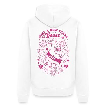 Nur eine Silvester-Gans-Party 2026 - Unisex Premium Bio Zip Hoodie - Weiß - Hinten - Thijin (182cm)