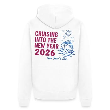 Entrer dans la nouvelle année 2026 Réveillon du Nouvel An - Veste à capuche bio Premium Unisexe - blanc - Dos - Thijin (182cm)