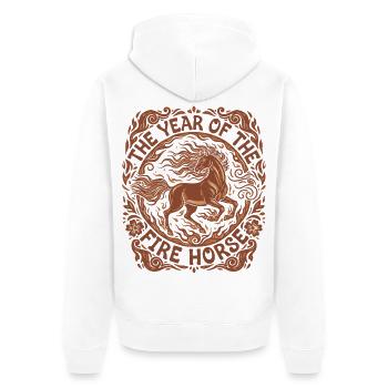 Year Of The Fire Horse Celebration Design - Unisex Premium Organic Zip Hoodie - white - Back - Thijin (182cm)
