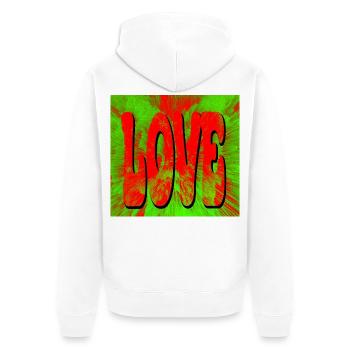 Liebe im Retro Tie Dye Stil - Unisex Premium Bio Zip Hoodie - Weiß - Hinten - Thijin (182cm)