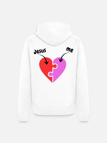 Jesus & me - Heart - Puzzle - Christian - Unisex Premium Organic Zip Hoodie - white