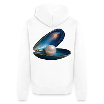 RICH MUSSEL - Bellgique - Unisex Premium Organic Zip Hoodie - white - Back - Thijin (182cm)