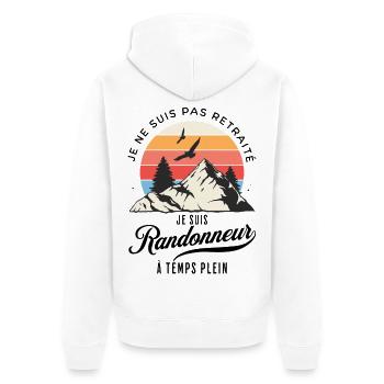 Randonneur Temps Plein Pas Retraité - Veste à capuche bio Premium Unisexe - blanc - Dos - Thijin (182cm)