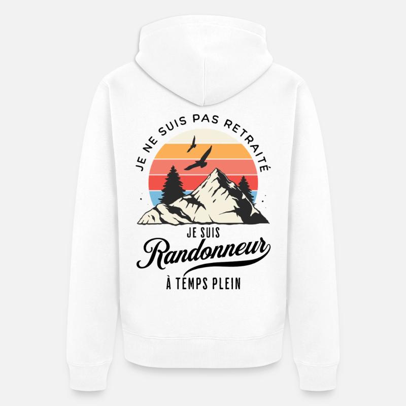 Randonneur Temps Plein Pas Retraité - Veste à capuche bio Premium Unisexe - blanc