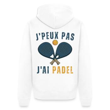 I can't I have padel - Unisex Premium Organic Zip Hoodie - white - Back - Thijin (182cm)