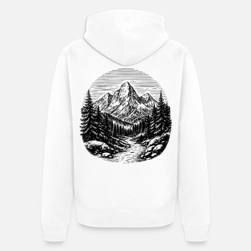 Chemin à travers la forêt - Veste à capuche bio Premium Unisexe - blanc