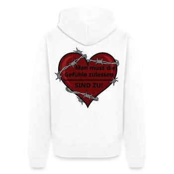 Sarcastic Heart with Barbed Wire - Unisex Premium Organic Zip Hoodie - white - Back - Thijin (182cm)