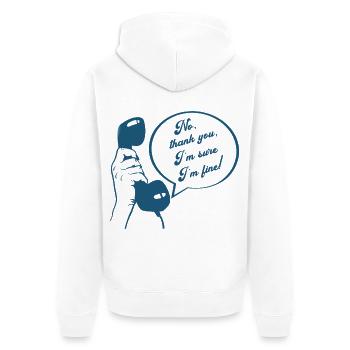 Retro Phone Design Funny Conversation  I'm Fine - Unisex Premium Organic Zip Hoodie - white - Back - Thijin (182cm)
