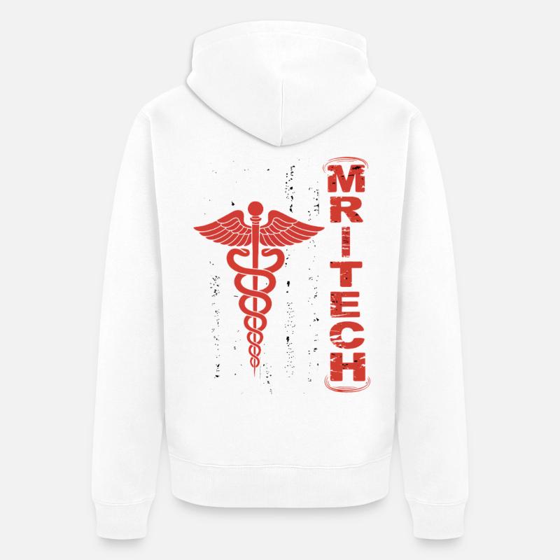 Drapeau Caducée rouge de MedTech - Veste à capuche bio Premium Unisexe - blanc
