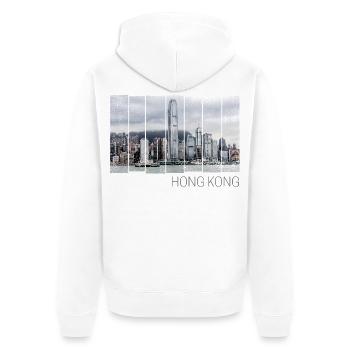 Hong Kong Island Skyline Vintage Panorama Souvenir - Unisex Premium Bio Zip Hoodie - Weiß - Hinten - Thijin (182cm)