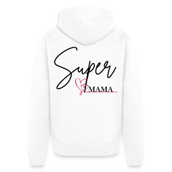 Super-Mama - Unisex Premium Bio Zip Hoodie - Weiß - Hinten - Thijin (182cm)