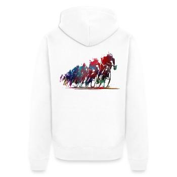 Cycling Bike Sport #cycling #sport #biking - Unisex Premium Organic Zip Hoodie - white - Back - Thijin (182cm)