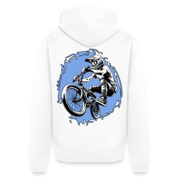 BMX Sprung Stunt blau - Unisex Premium Bio Zip Hoodie - Weiß - Hinten - Thijin (182cm)
