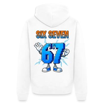 67 Gen Alpha Six Seven Italien 6 7 Brainrot - Veste à capuche bio Premium Unisexe - blanc - Dos - Thijin (182cm)
