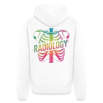 Regenbogen Radiologie Rippen - Unisex Premium Bio Zip Hoodie - Weiß - Hinten - Thijin (182cm)