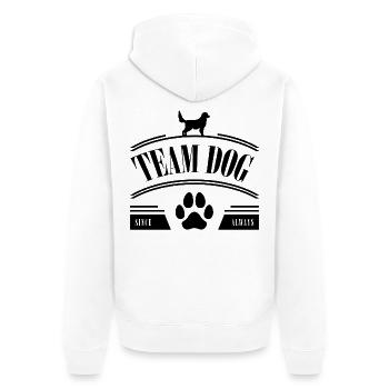 Team Hund - Unisex Premium Bio Zip Hoodie - Weiß - Hinten - Thijin (182cm)