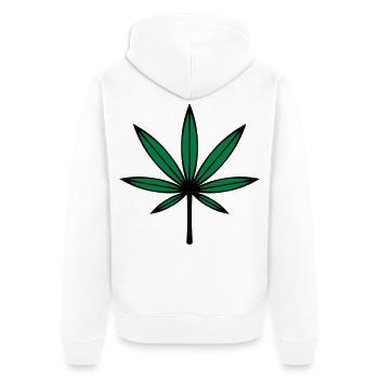 Cannabis / Marijuana / Feuille de chanvre (2C) - Veste à capuche bio Premium Unisexe - blanc - Dos - Thijin (182cm)
