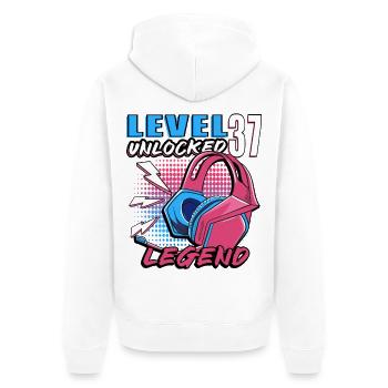 Casque néon Legend niveau 37 - Veste à capuche bio Premium Unisexe - blanc - Dos - Thijin (182cm)
