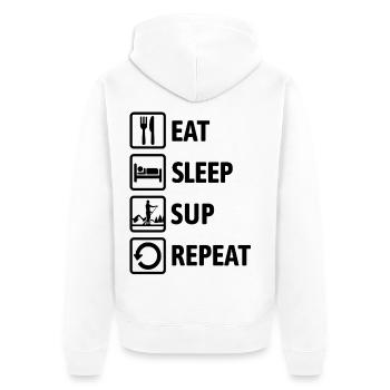 Eat Sleep SUP Repeat - Standup paddeln - Unisex Premium Bio Zip Hoodie - Weiß - Hinten - Thijin (182cm)
