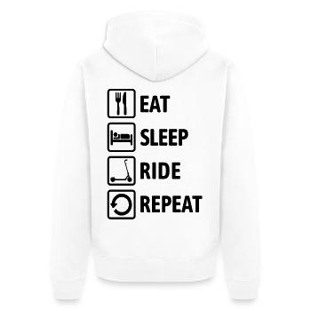 Eat Sleep Ride Repeat - Ride an e-scooter - Unisex Premium Organic Zip Hoodie - white - Back - Thijin (182cm)