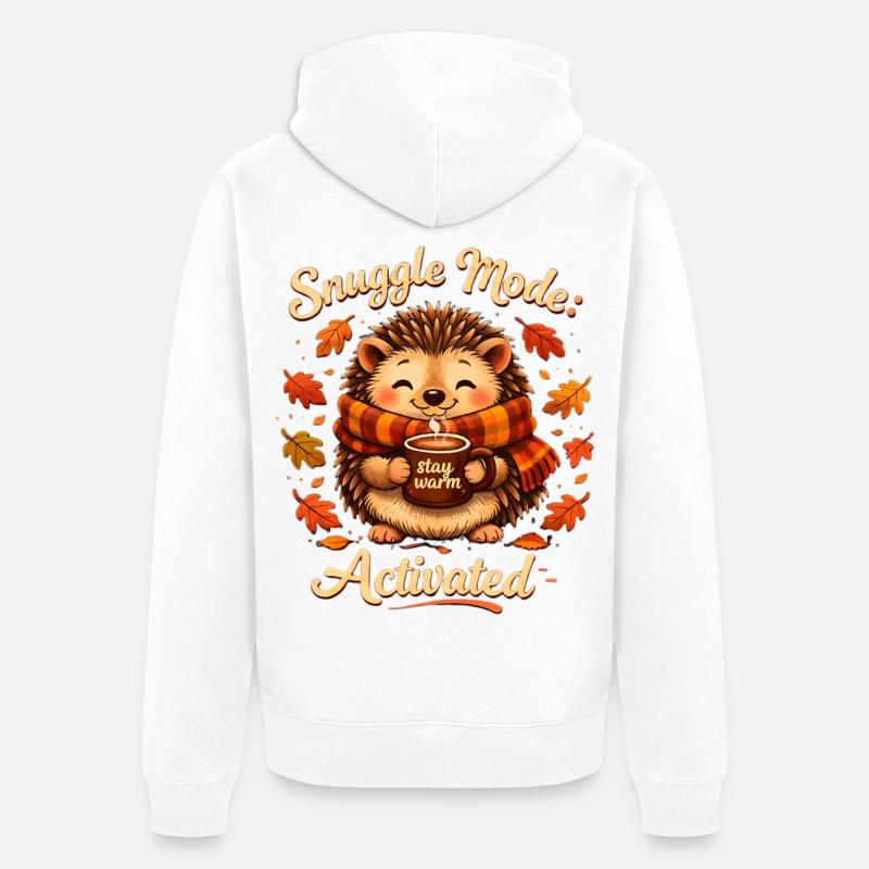 Hérisson Chaleur Chaleureuse Mode Câlin - Veste à capuche bio Premium Unisexe - blanc