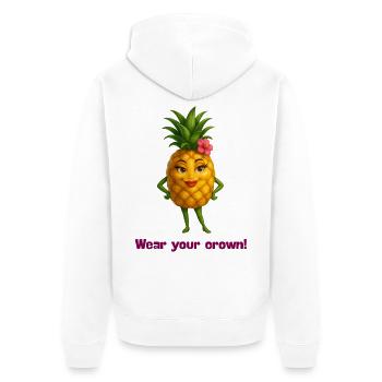 Motif couronne d’ananas - Veste à capuche bio Premium Unisexe - blanc - Dos - Thijin (182cm)
