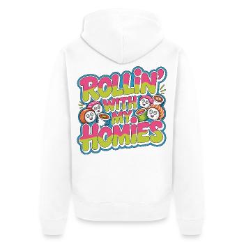 Sushi Rollin' With My Homies Loves Japanese Food - Unisex Premium Bio Zip Hoodie - Weiß - Hinten - Thijin (182cm)