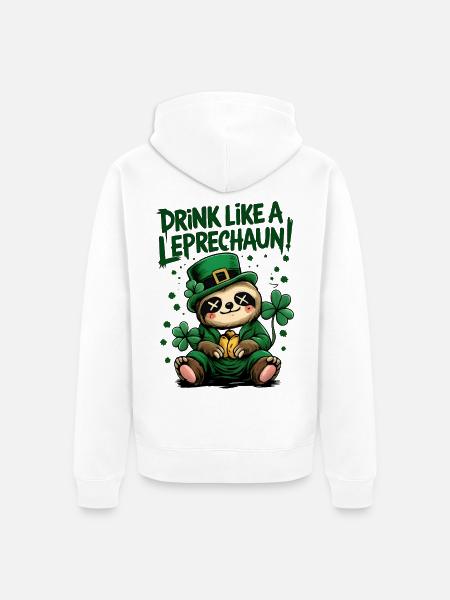Faultier Leprechaun St. Patrick's Day Design - Unisex Premium Bio Zip Hoodie - Weiß